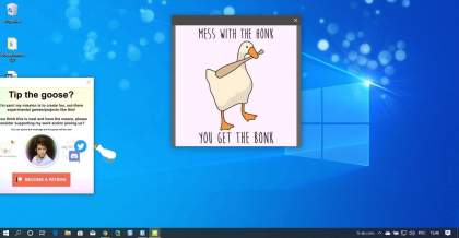 Веселый и вредный - гусь на рабочий стол Windows 10