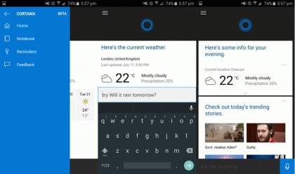 Cortana для Android, утечка перед официальным запуском.