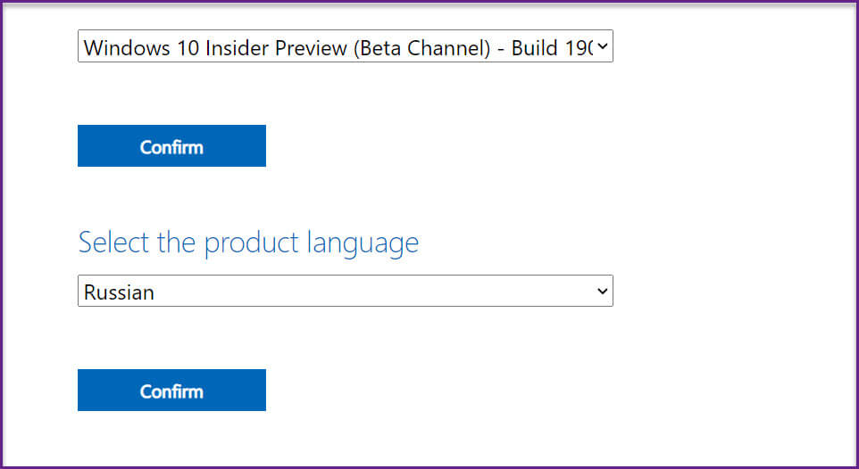 Выберите язык  Windows 10 21H1