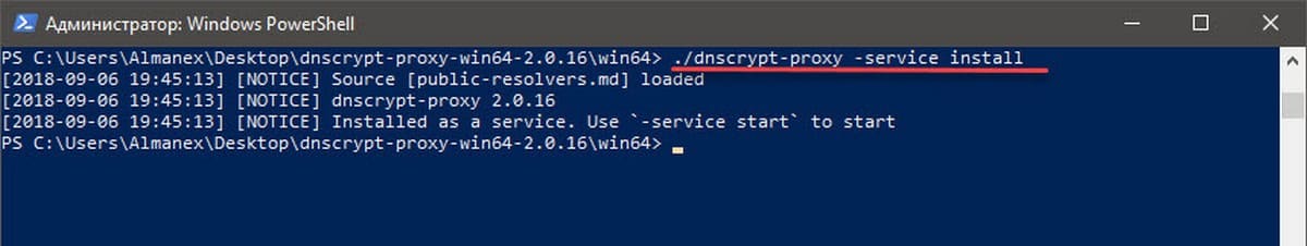 ./dnscrypt-proxy -service install