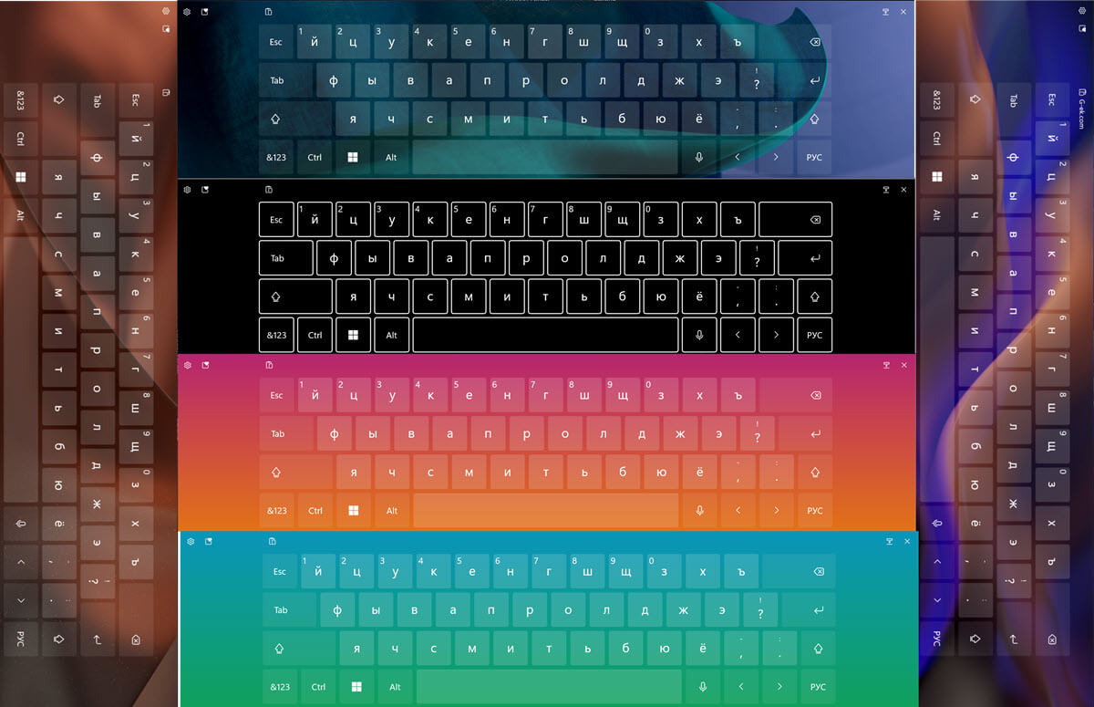 17 цветных тем для сенсорной клавиатуры Windows 11