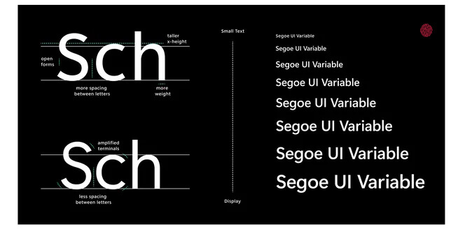 новый шрифт Segoe UI Variable, 