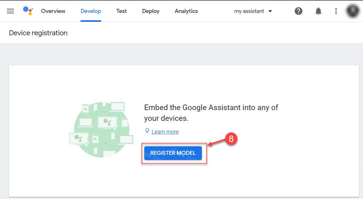 нажмите кнопку «Register Model» (Зарегистрировать модель).